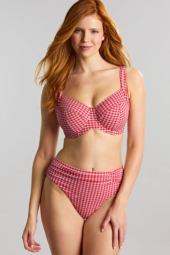 Panache Red Gingham Midi Bikini Bottom Bra Fittings by Court