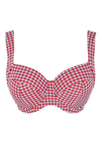 Panache Olivia Full Cup Bikini Top - Red Gingham Bikini Bra Fittings by Court 30DDD US / 30E UK RED GINGHAM