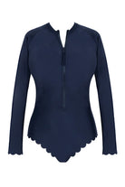 Panache Grace Signature Scallop Non Wired Long Sleeved Swimsuit Bra Fittings by Court S INK BLUE