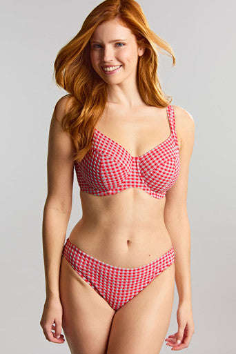 Panache Olivia Full Cup Bikini Top - Red Gingham Bikini Bra Fittings by Court