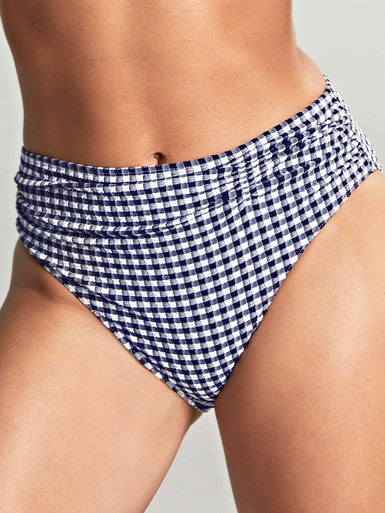 Panache Navy GIngham Midi Bikini Bottom Bra Fittings by Court 6 US / 10 UK (S) NAVY GINGHAM