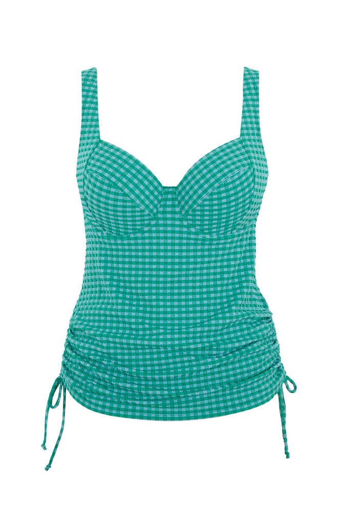 Panache Iris Balcony Tankini Top Bikini Bra Fittings by Court 32DD GINGHAM GREEN