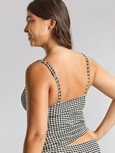 Panache Iris Balcony Tankini Top -Black Gingham Tankini Bra Fittings by Court