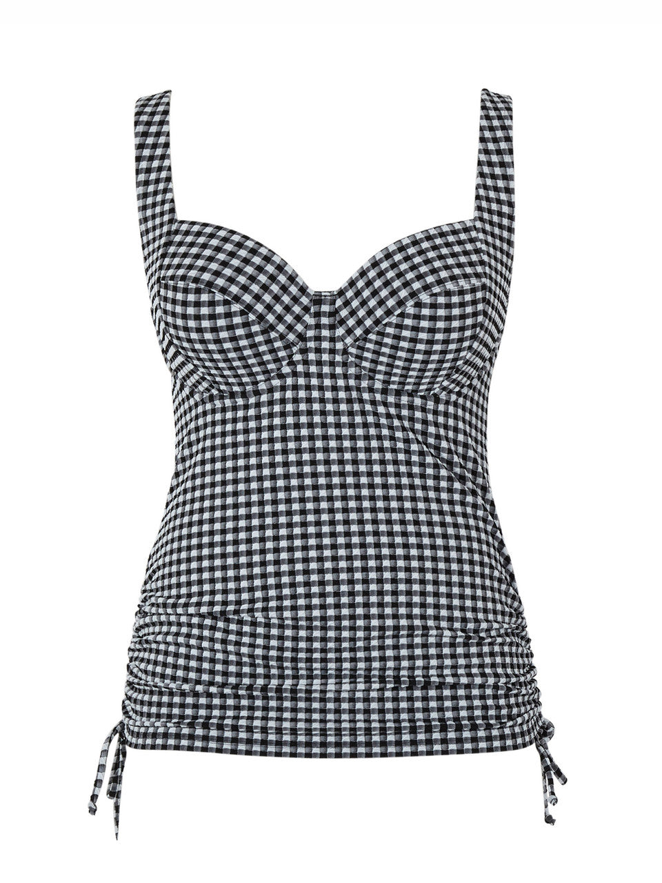 Panache Iris Balcony Tankini Top -Black Gingham Tankini Bra Fittings by Court 32DD BLACK GINGHAM