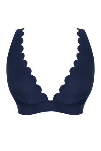 Panache Kara Signature Scallop Wireless Bikini Top Bikini Bra Fittings by Court S INK BLUE