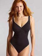 Panache Lara Plunge One Piece Swimsuit- Aurora Black & White Bra Fittings by Court