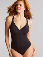 Panache Lara Plunge One Piece Swimsuit- Aurora Black & White Bra Fittings by Court