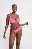 Curvy Kate Holiday Check Scooped Balcony Bikini Top - Raspberry Pink Bikini Bra Fittings by Court