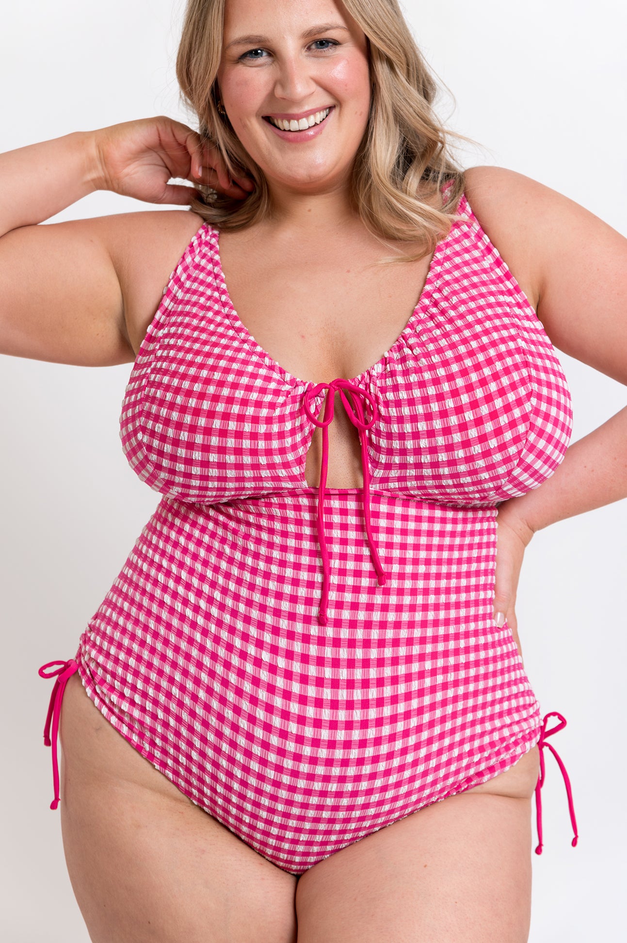 Curvy Kate Holiday Check Non-Wired Swimsuit Bra Fittings by Court 36G-H US / 36F-FF UK RASPBERRY PINK