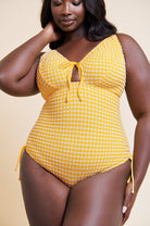 Curvy Kate Holiday Check Non-Wired Swimsuit - Sunshine Yellow Bra Fittings by Court 30DD-DDD US / 30 DD-E UK SUNSHINE YELLOW