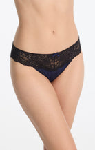 Skarlett Blue Captivate Satin and Lace Bikini Brief - Midnight / Black Bra Fittings by Court 4 US / 8 UK (XS) MIDNIGHT / BLACK